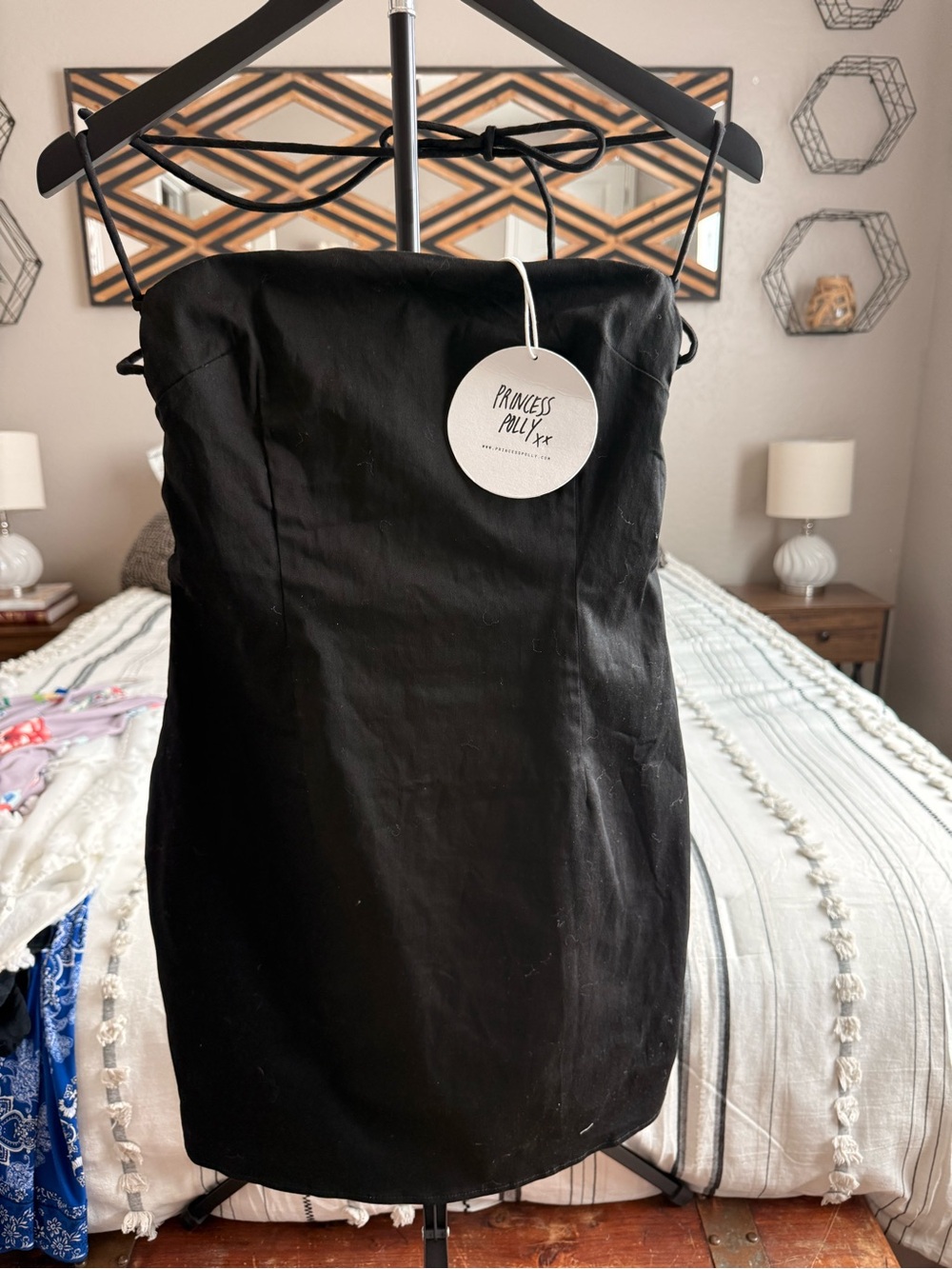 Princess Polly Black Strapless Mini Dress with Tie Back